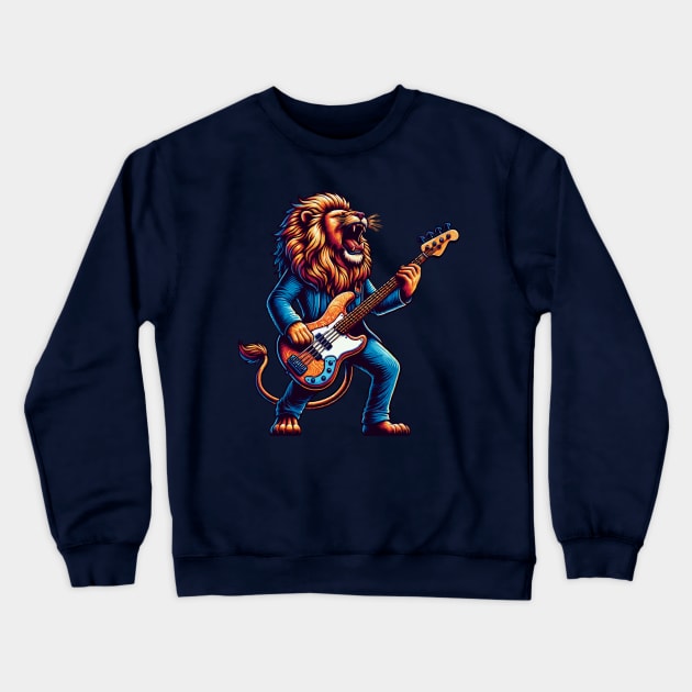 Lion Groove King: Roaring Bass Crewneck Sweatshirt by Blended Designs